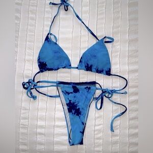 NWT SHEIN Blue Tie-Dye Bikini Set